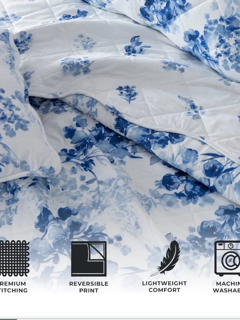 Twin blue Floral Quilt